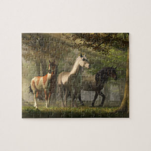 Three Wild Horses in the Forest Legpuzzel