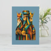 Three Wise Men Abstract Nativity Art Feestdagenkaart (Staand voorkant)