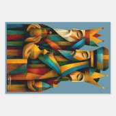 Three Wise Men Abstract Nativity Art Inpakpapier Vel (Voorkant 2)