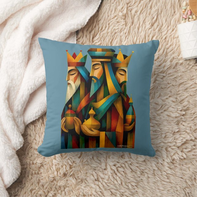 Three Wise Men Abstract Nativity Art Kussen (Deken)