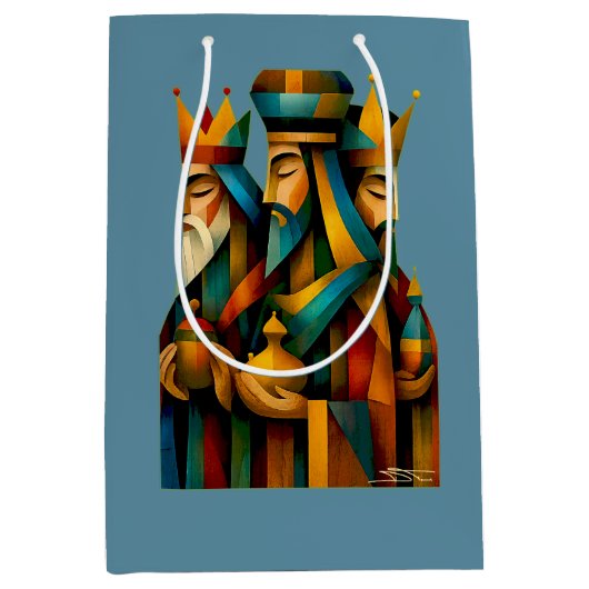 Three Wise Men Abstract Nativity Art Medium Cadeauzakje (Voorkant)