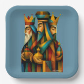 Three Wise Men Abstract Nativity Art Papieren Bordje (Voorkant)
