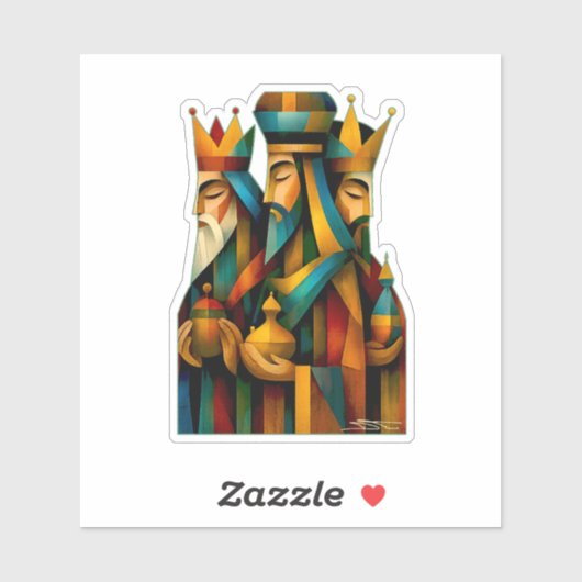 Three Wise Men Abstract Nativity Art  Sticker (Vel)