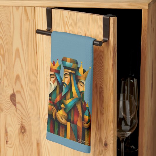Three Wise Men Abstract Nativity Art Theedoek (Derde Gevouwen)