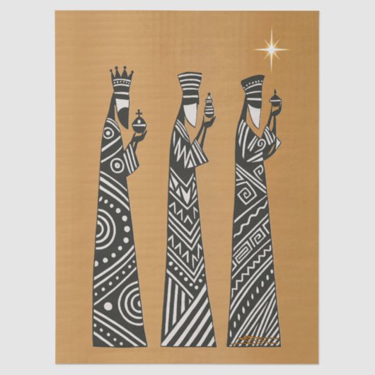 Three Wise Men Black & White Christmas Nativity Tissuepapier (Voorkant)