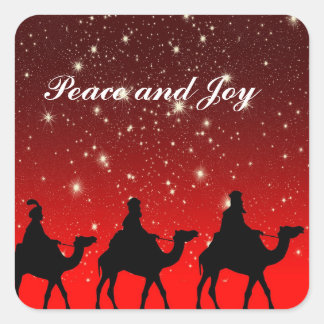 THREE WISE MEN PEACE AND JOY CUSTOM CHRISTMAS VIERKANTE STICKER