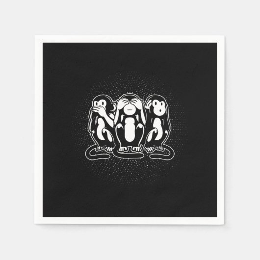 Three Wise Monkey Speak See Hear No Evil Servet (Voorkant)