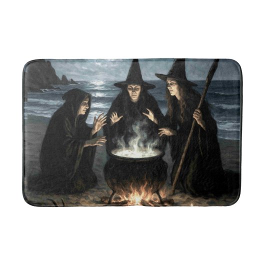 Three Witches Brew Cauldron Full Moon Beach  Badmat (Voorkant)
