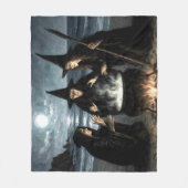 Three Witches Brew Cauldron Full Moon Beach  Fleece Deken (Voorkant)
