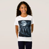 Three Wolves Howling at the Full Moon - Three Wolf T-shirt (Voorkant volledig)