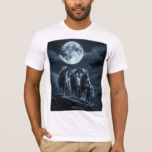 Three Wolves Howling at the Full Moon - Three Wolf T-shirt (Voorkant)