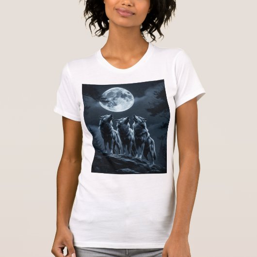 Three Wolves Howling at the Full Moon - Three Wolf T-shirt (Voorkant)