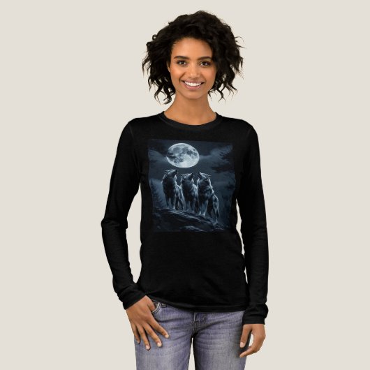 Three Wolves Howling at the Full Moon - Three Wolf Tri-Blend Shirt (Voorkant)