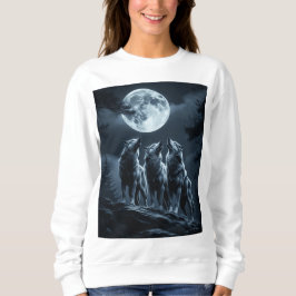 Three Wolves Howling at the Full Moon - Three Wolf Trui