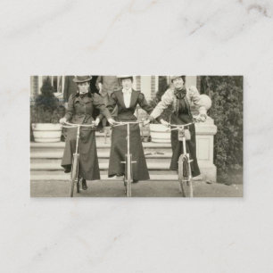 Three women on bicycle, early 1900s visitekaartje