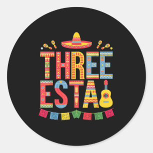 Threeesta 3e verjaardagsfeest hoed Mexicaans Ronde Sticker