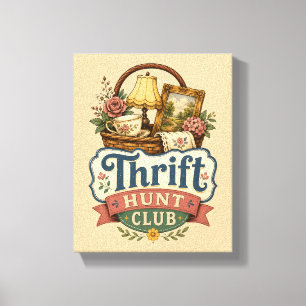 Thrift Hunt Club Vintage Cottagecore Canvas Afdruk