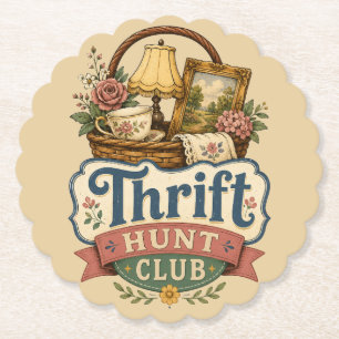 Thrift Hunt Club Vintage Cottagecore Kartonnen Onderzetters