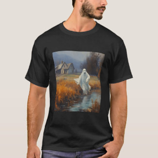 Thrifted Painted Ghost Painting Herfst Esthetische T-shirt