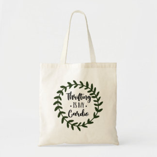 Thriften is mijn Cardio Greenery Canvas tas