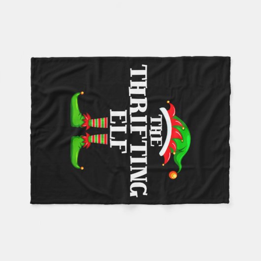 Thrifting Elf Matching Family Group Christmas Part Fleece Deken (Voorkant (Horizontaal))