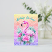 Thrifty Gepersonaliseerd Tropical Pink Flamingo Briefkaart (Staand voorkant)