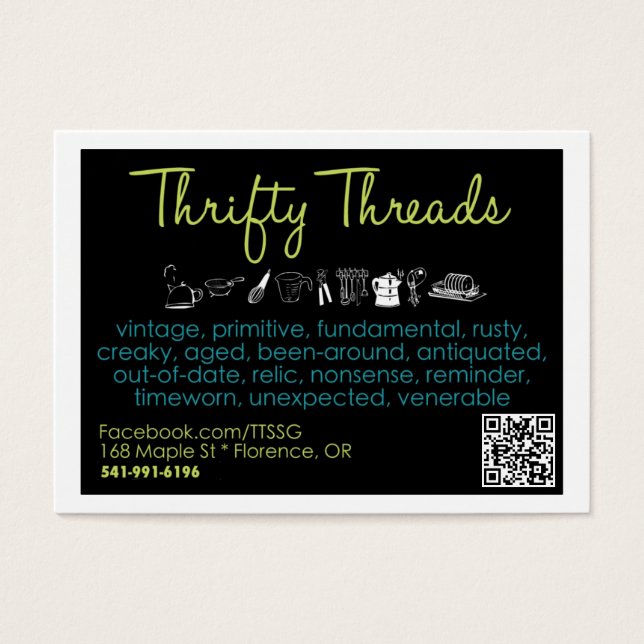 Thrifty Threads Florence Visitekaartjes (Voorkant)