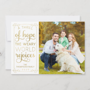 Thrill of Hope Weary World verwelkomt Foto Card '2 Feestdagenkaart