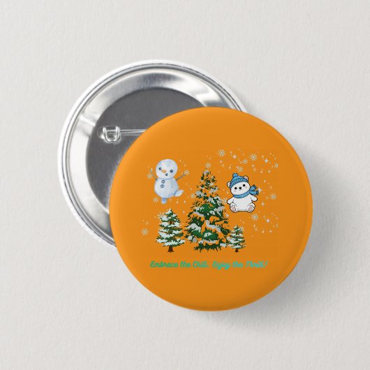 Thrilling winter orange ronde button 5,7 cm (Voorkant /achterkant)