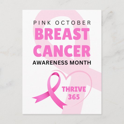 Thrive 365 Breast Cancer Awareness Month 2024 Briefkaart (Voorkant)