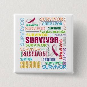 Throat Cancer Survivor Collage.png Vierkante Button 5,1 Cm