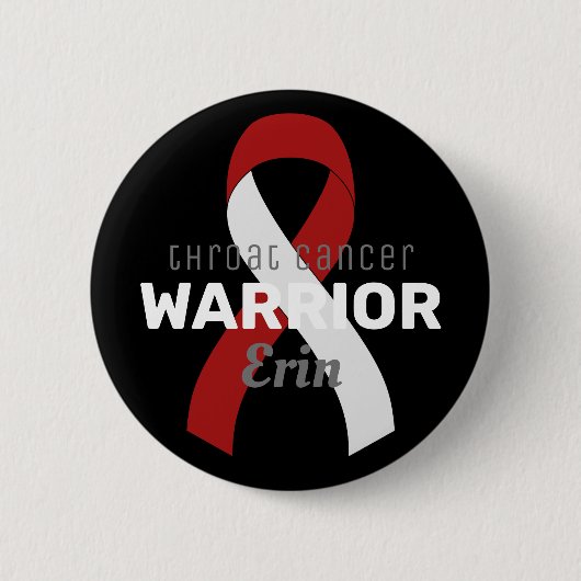Throat Cancer Warrior Ribbon Black Button (Voorkant)