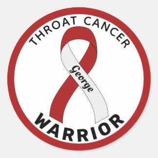 Throat Cancer Warrior Ribbon White Round Sticker