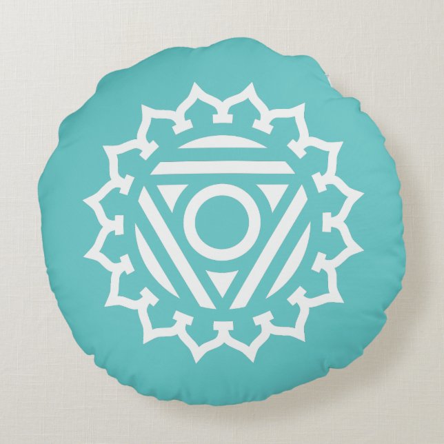 Throat Chakra Energy Round Pillow Rond Kussen (Achterkant)