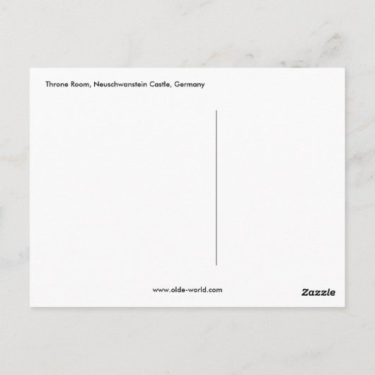 Throne Room, Neuschwanstein Castle, Duitsland Briefkaart (Achterkant)