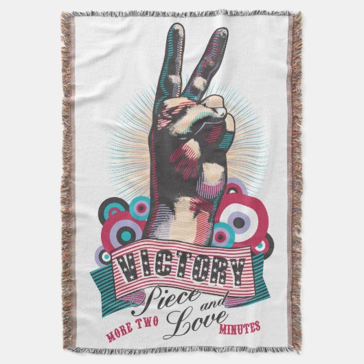 Throw Blanket Victory Peace & Love Pop-Art Design Deken (Voorkant Verticaal)