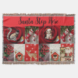 Throw Christmas Blanket - Santa Stop Here Deken