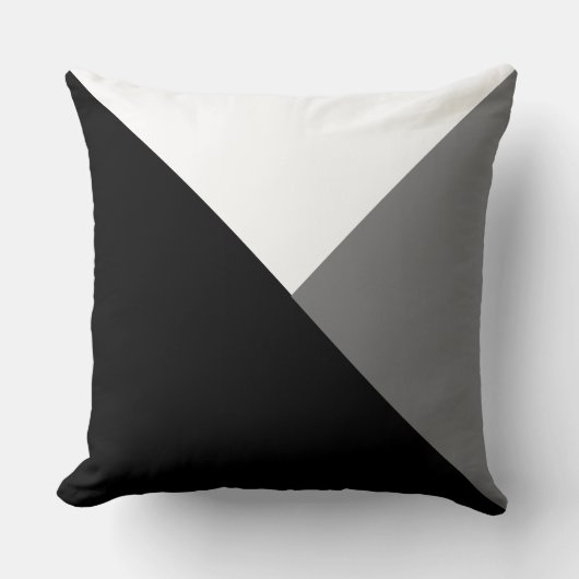 Throw Cushion - Abstracte driehoeken Blk/grijs/wit Kussen (Voorkant)