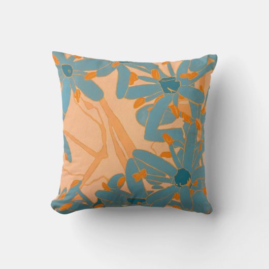 Throw Cushion Contemporary Leaf Design in Peach Kussen (Voorkant)