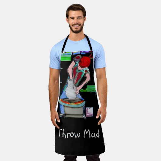 Throw Mud Pottery Apron Schort (Gedragen)