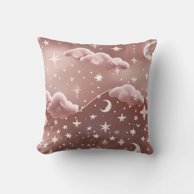 Throw Pillow - Blush Pink Celestial Moon Phases Kussen (Voorkant)