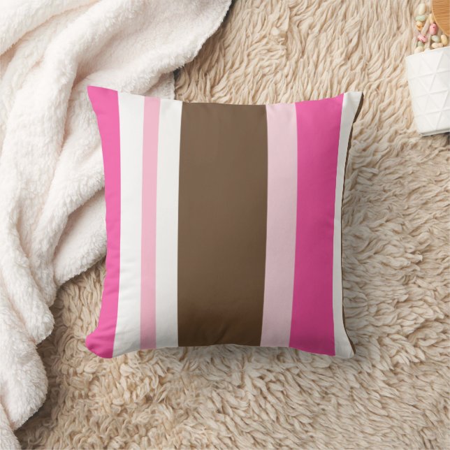 Throw Pillow Brown & Pink Stripe Kussen (Deken)