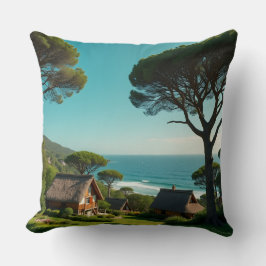 Throw Pillow Coastal Harmony: Homes, Trees & Endle Kussen