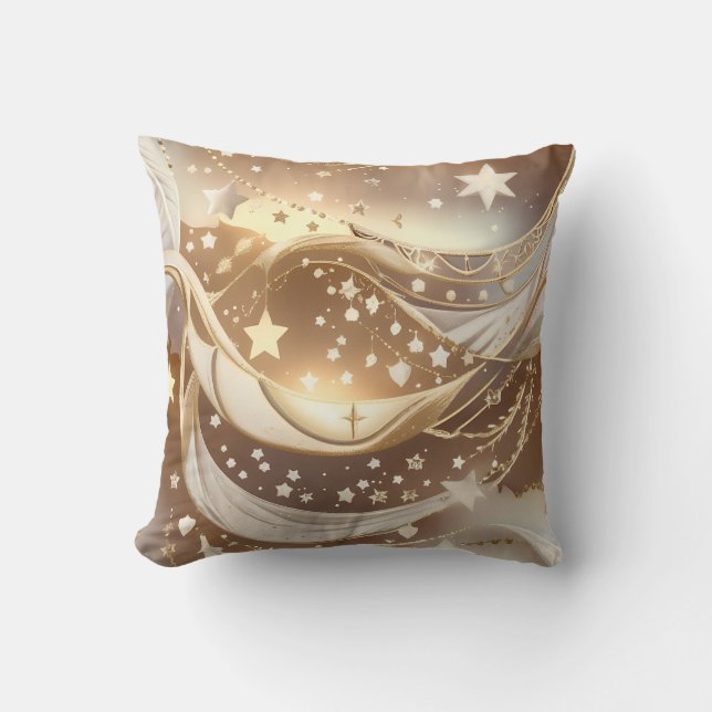 Throw Pillow - Cream Pale Gold Celestial Moon Kussen (Voorkant)