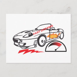 Throw Pillow Fast Dreams –Racing Car Pillow Design Briefkaart