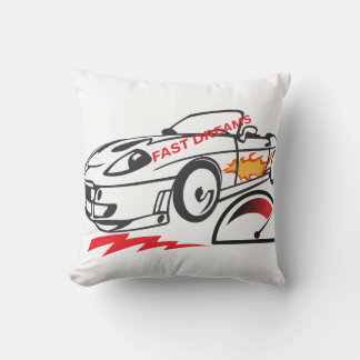 Throw Pillow Fast Dreams –Racing Car Pillow Design Kussen