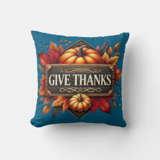 Throw Pillow give thanks pumpkin Kussen