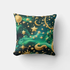 Throw Pillow – Luxury Emerald Celestial Moon Kussen