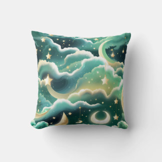 Throw Pillow – Luxury Mint Green Celestial Moon Kussen