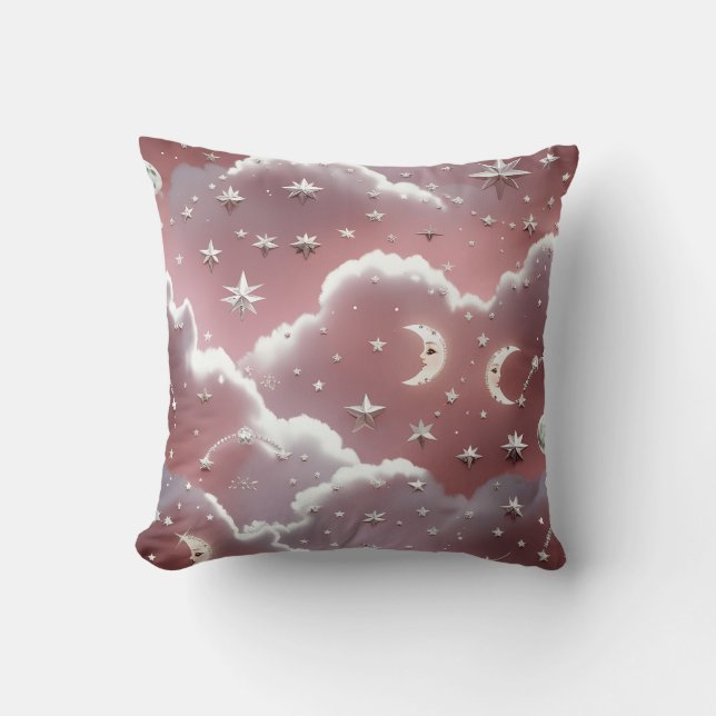 Throw Pillow – Luxury Quartz Pink Celestial Moon Kussen (Voorkant)